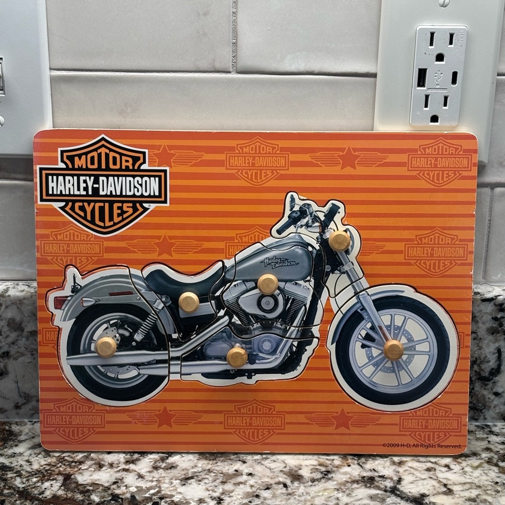 Harley Davidson Wooden Peg Puzzle Motorcycle 6 Piece Toddler Kid Toy Biker 2009